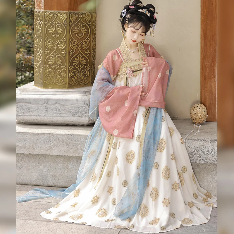 曹州莘月原创汉服女唐制齐胸襦裙夏季日常仙女中国风汉元素印花裙