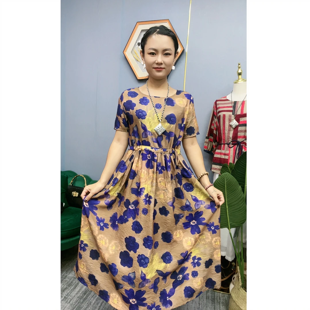 连衣裙收腰显瘦气质时尚夏季长款印花长裙