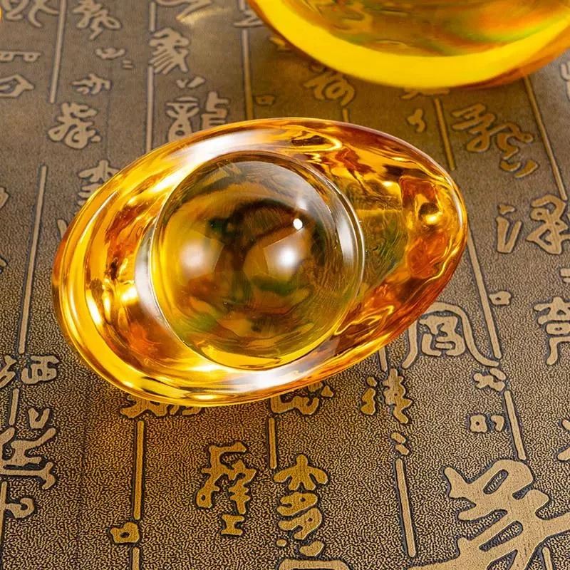 水晶元宝摆件金元宝聚宝盆小元宝招财琉璃开业摆件小乔迁装饰礼品