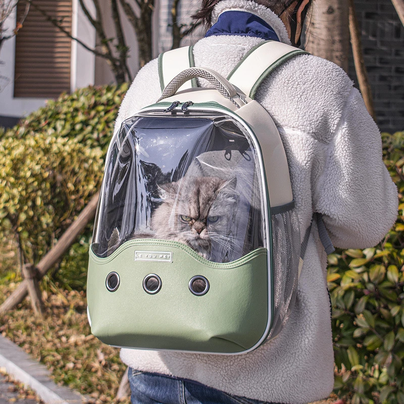 猫猫包便携绝育宠物包手提式大容量猫笼皮革猫袋生机绿系列太空舱