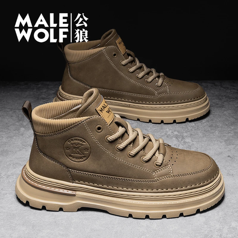 男鞋春季新款男士复古工装马丁靴百搭户外休闲加绒棉鞋