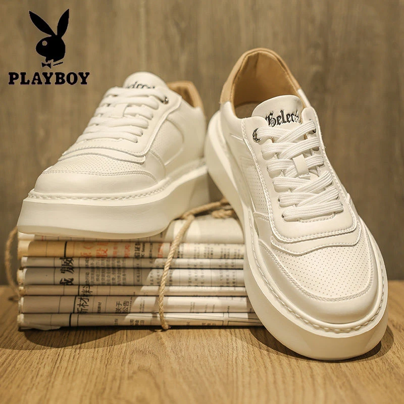 PLAYBOY小白鞋男2023秋季新款休闲板鞋运动鞋子厚底百搭男鞋潮鞋
