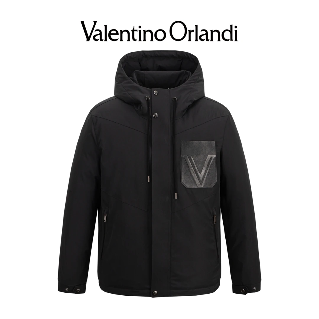 Valentino orlandi男士秋冬B版百搭休闲时尚连帽羽绒服夹克外套