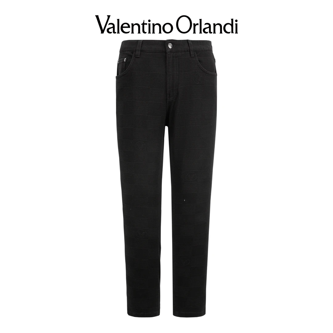 Valentino orlandi男士秋冬季直筒加绒休闲牛仔裤