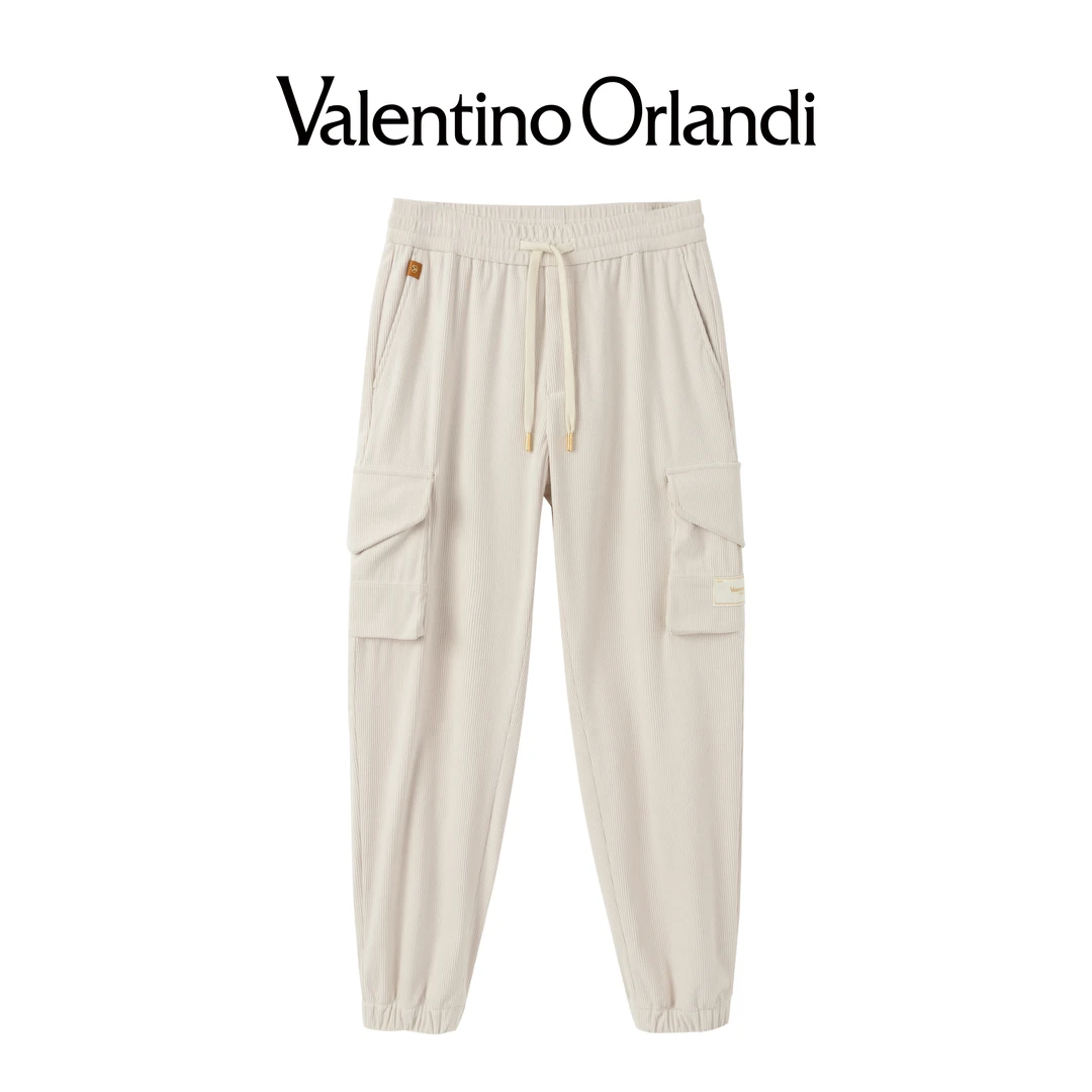 Valentino orlandi秋季男士B版口袋松紧腰时尚百搭束脚休闲裤长裤