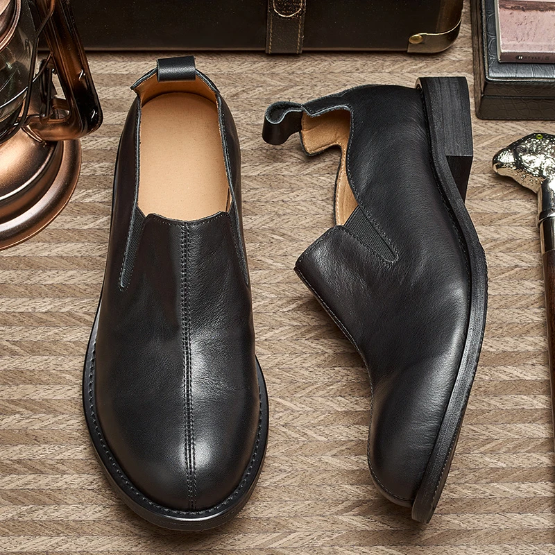 LG613男鞋新款男士休闲鞋男鞋低帮乐福鞋软平底皮鞋一脚蹬懒人