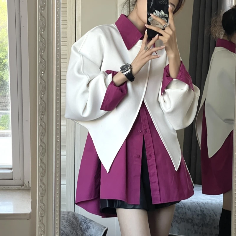 早秋法式设计感小众衬衫秋装女2023年新款高级感长袖两件套女上衣