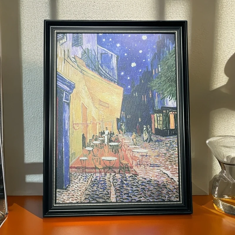 A41梵高夜间咖啡馆复古美式餐厅玄关走廊楼梯间卧室油画装饰画