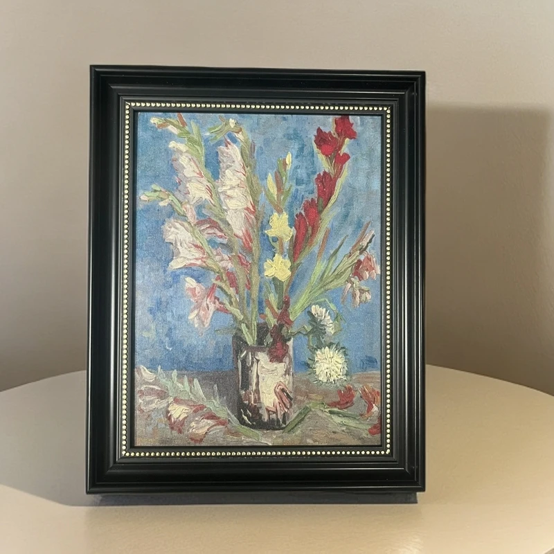 065文森特·梵高《有剑兰和翠菊的花瓶》馆藏级客厅卧室现代油画花卉