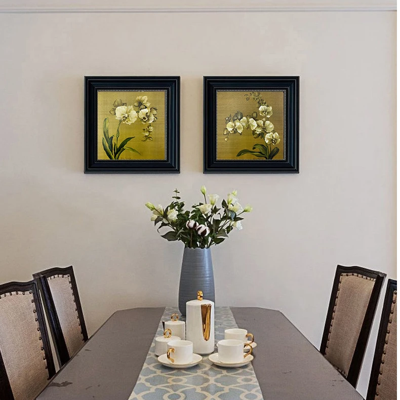 A18清新雅致蝴蝶兰美式复古装饰画客厅玄关房间卧室床头挂画