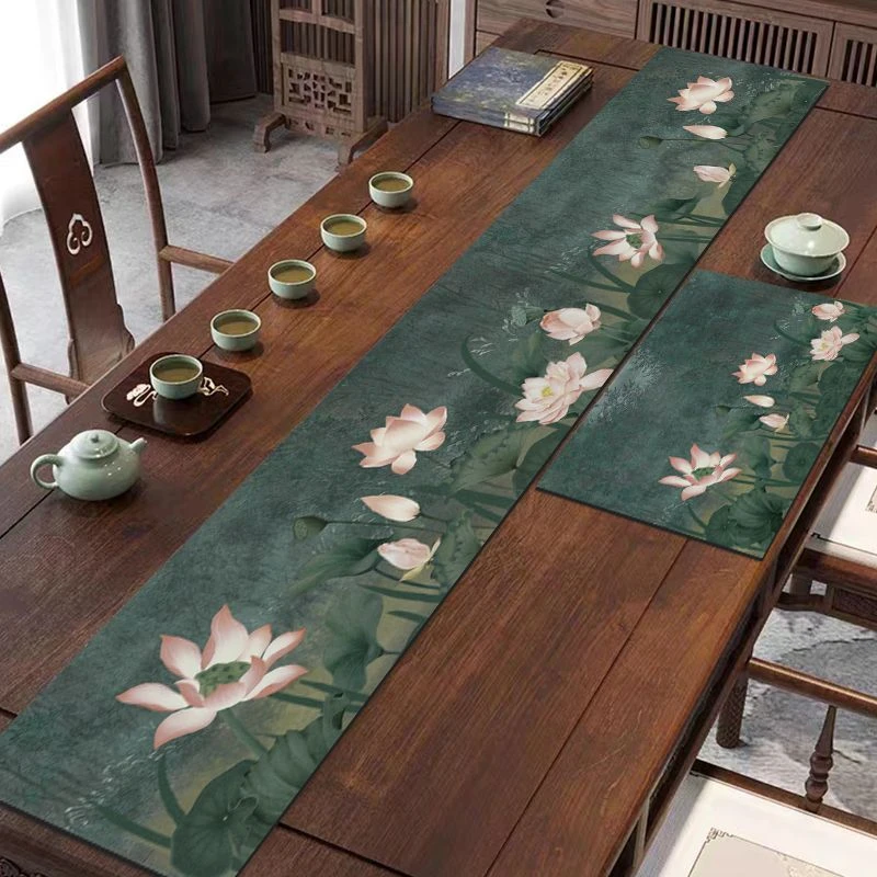 中式茶杯垫茶桌布长条吸水速干茶巾桌旗禅意中国风茶几保护垫定制