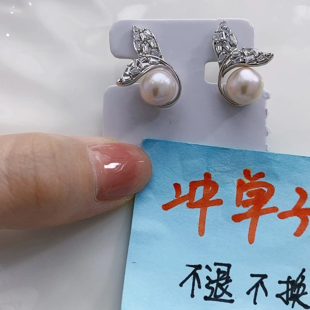淡水珍珠耳饰银S925镶嵌