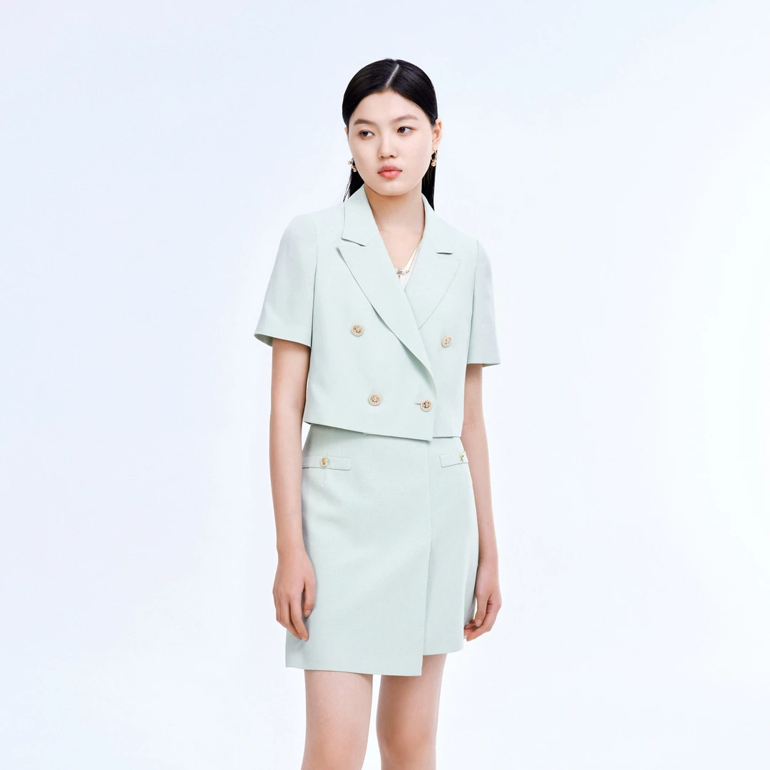 【成都奥莱专属】莱茵梭织西装外套水绿色LMDB5AWJK108