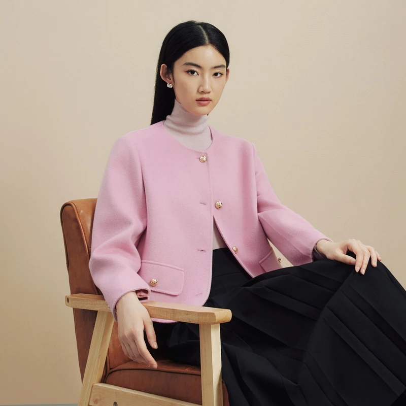 【千颂妮专享】LIME/莱茵小个子双面呢短大衣LMFD9AHHC801