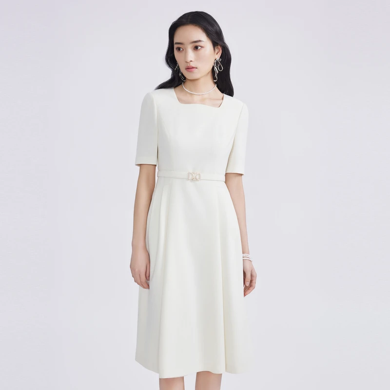 LIME/莱茵夏季商场同款千金风芭蕾连衣裙小众白色LDFB3AWOPK01