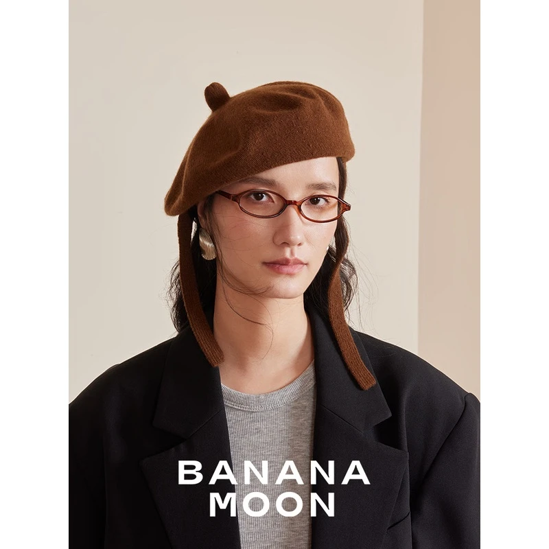 口碑贝雷帽升级_全新设计浣熊绒羊毛混纺冬护耳贝雷帽针织画家帽