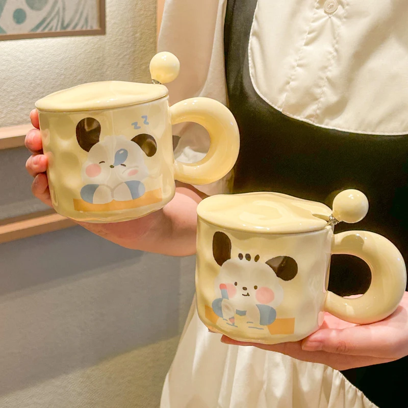 【小扬哥 甄选】奶fufu小狗马克杯可爱陶瓷杯子带盖勺办公室咖啡杯