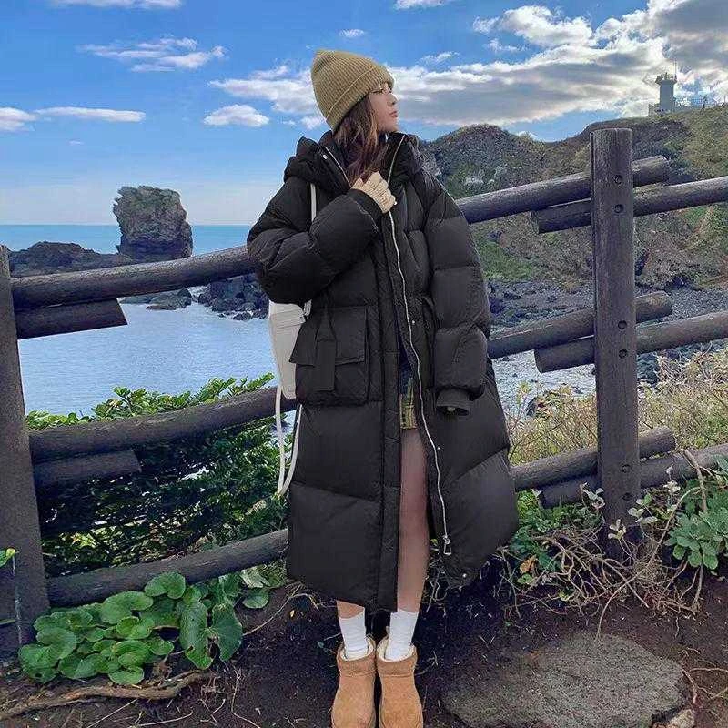 8462 冬季连帽棉服新款保暖加厚过膝韩版宽松时尚百搭棉衣