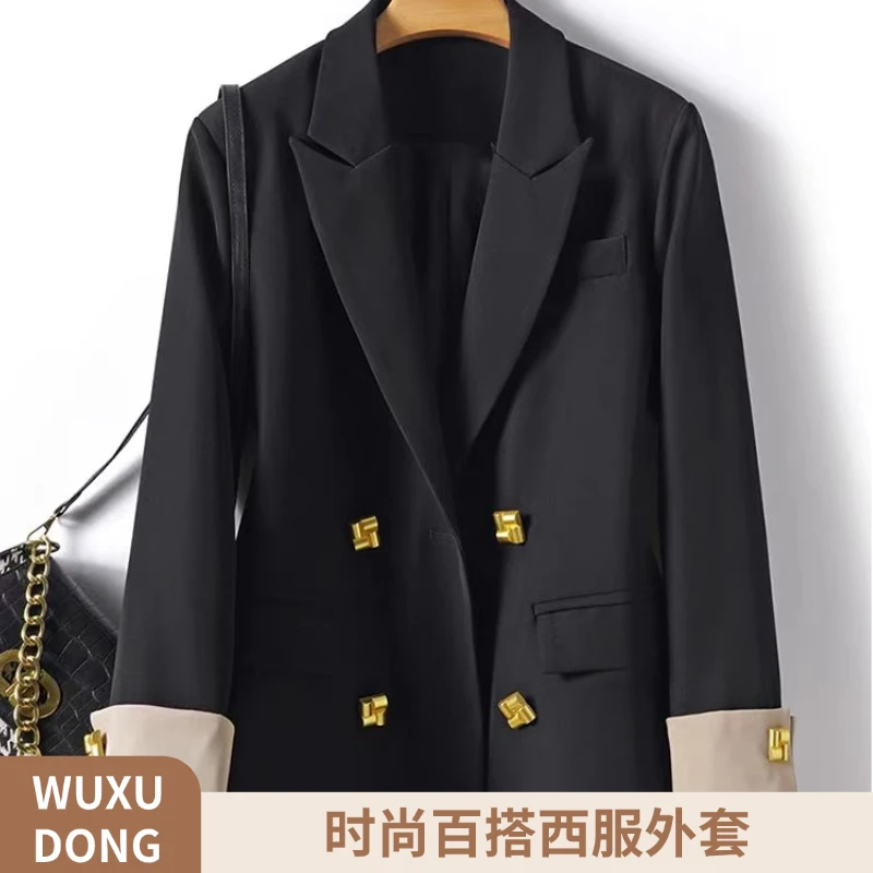 9060-1气质网红秋西装时尚百搭西服黑色宽松英伦显瘦秋季长袖