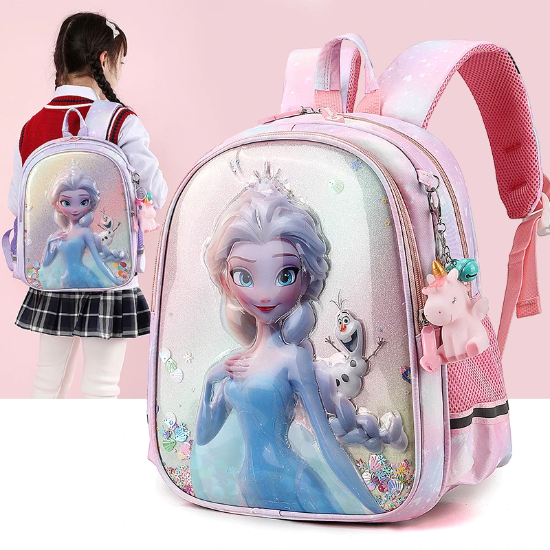 爆款爱莎公主幼儿园书包小中班大班女3-6岁5美人鱼背包儿童双肩包