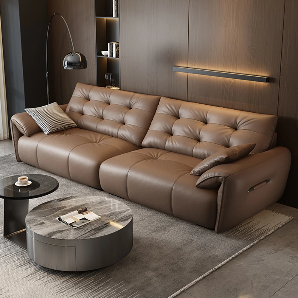 2024新款大象耳朵云朵沙发意式黑色真皮沙发客厅高端直排牛皮沙发