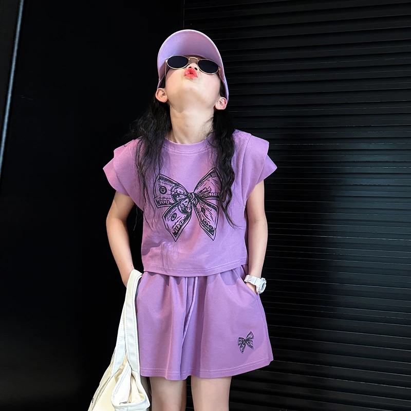 女童运动套装夏季2025新款女孩大童洋气时髦短裤儿童夏装韩系穿搭