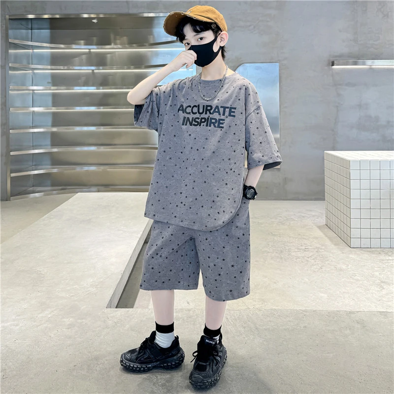 男童夏装套装2024新款洋气中大童夏季帅气男孩短袖炸街休闲童装潮