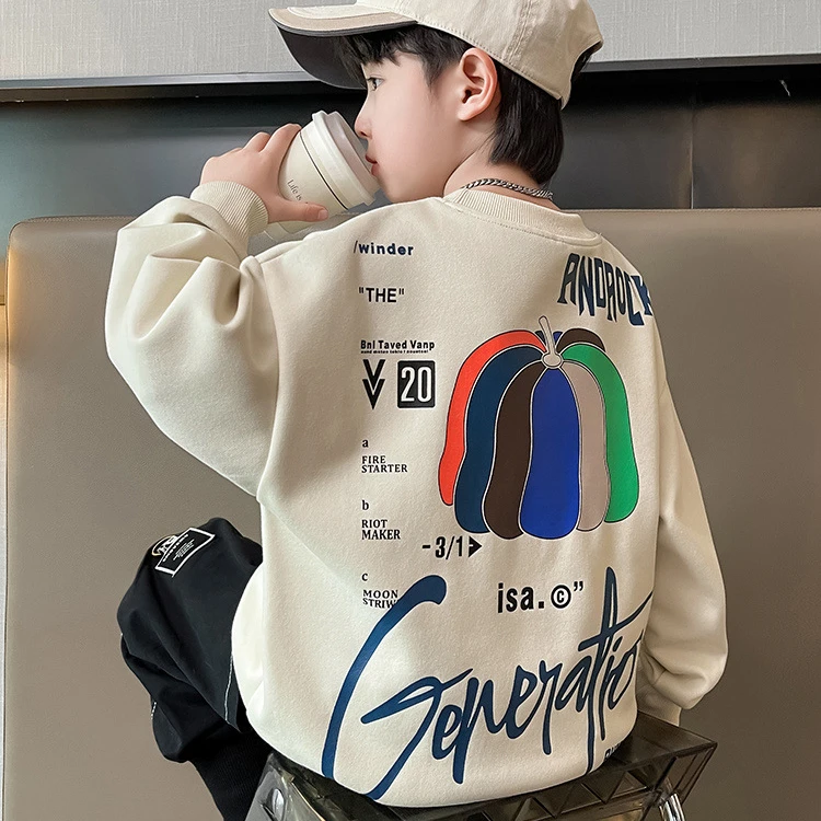 男童春装卫衣2025新款中大童秋季圆领上衣男孩春秋款童装休闲童装