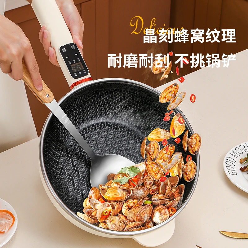 电热锅家用多功能电炒锅炒菜蒸煮一体锅304钢小电锅电煮锅电饭煲