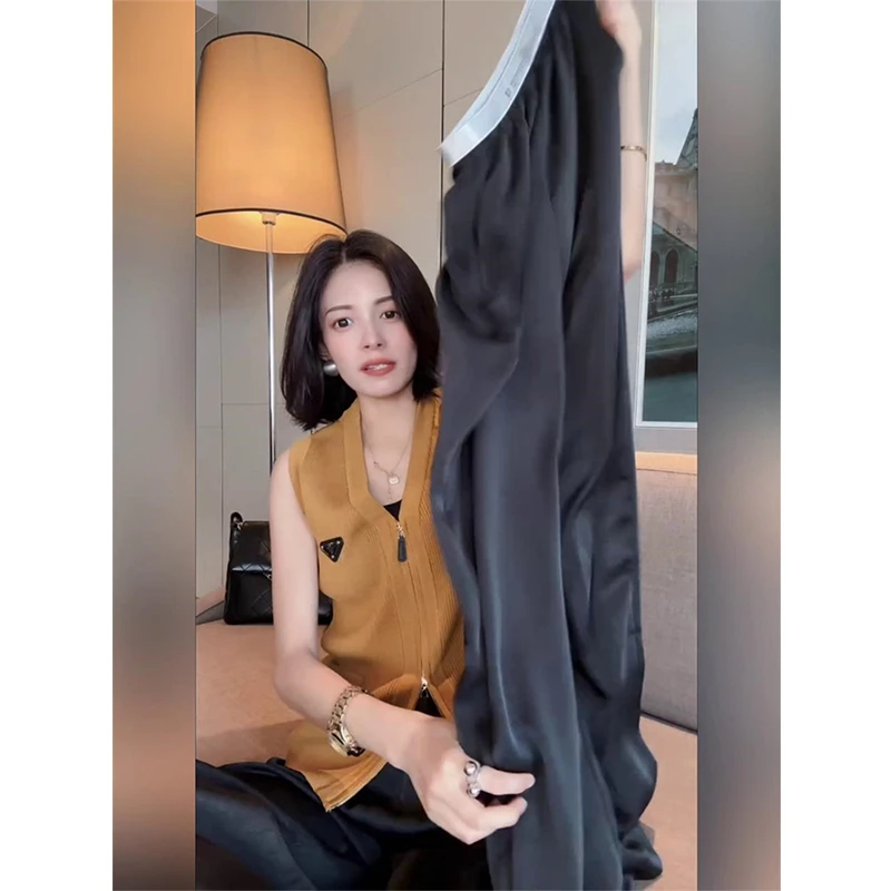 欧洲站2025秋季新款时尚气质高腰直筒休闲裤女宽松洋气显瘦阔腿裤