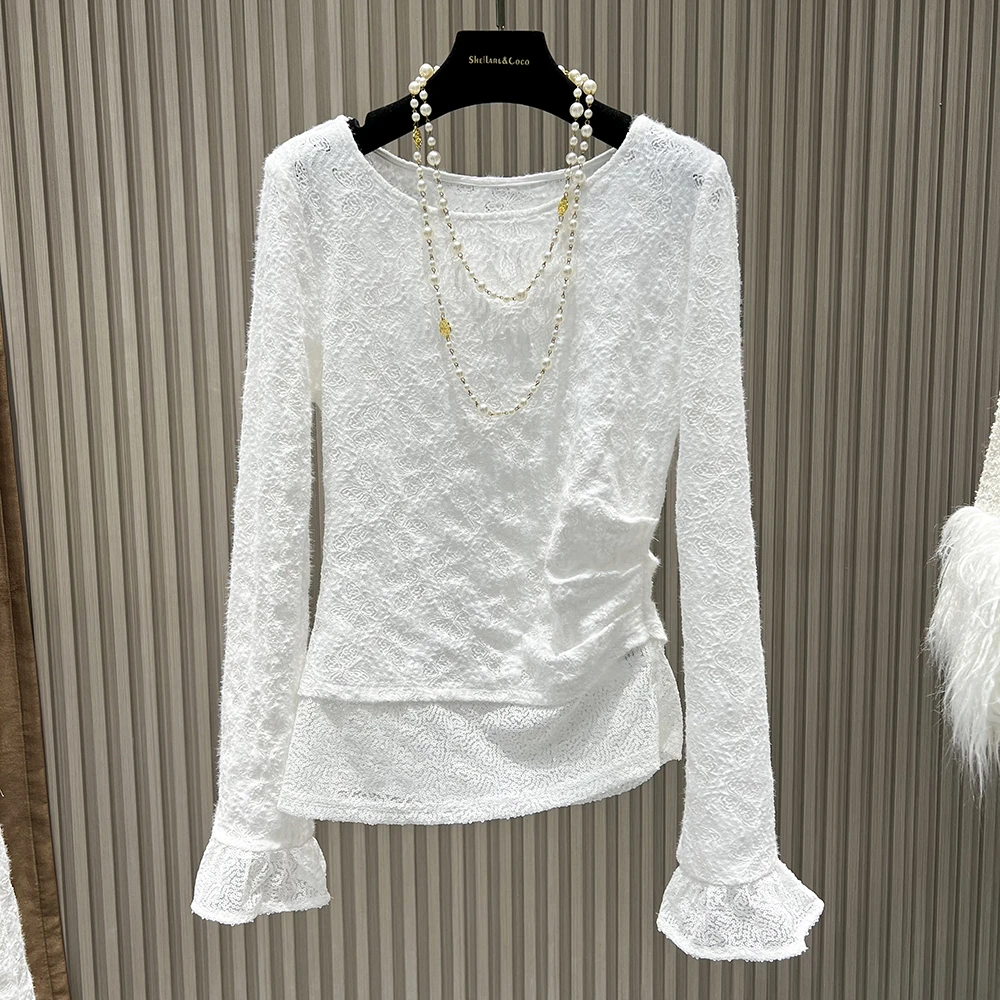 2024新款蕾丝气质长袖时尚套装百搭冬季两件套A004