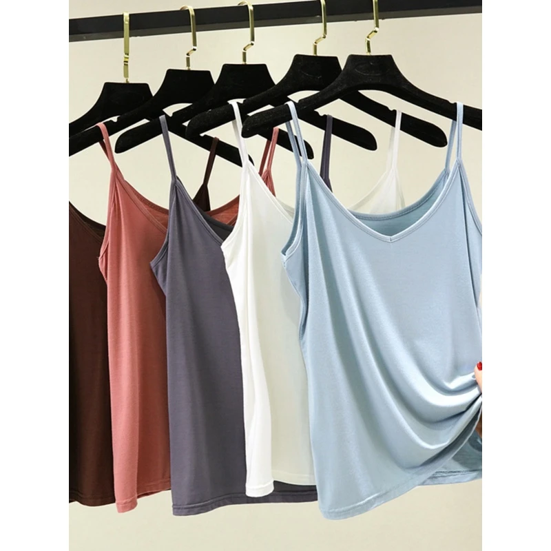 莫代尔吊带女无袖V领春夏季内穿显瘦打底衫大码内搭薄款上衣背心