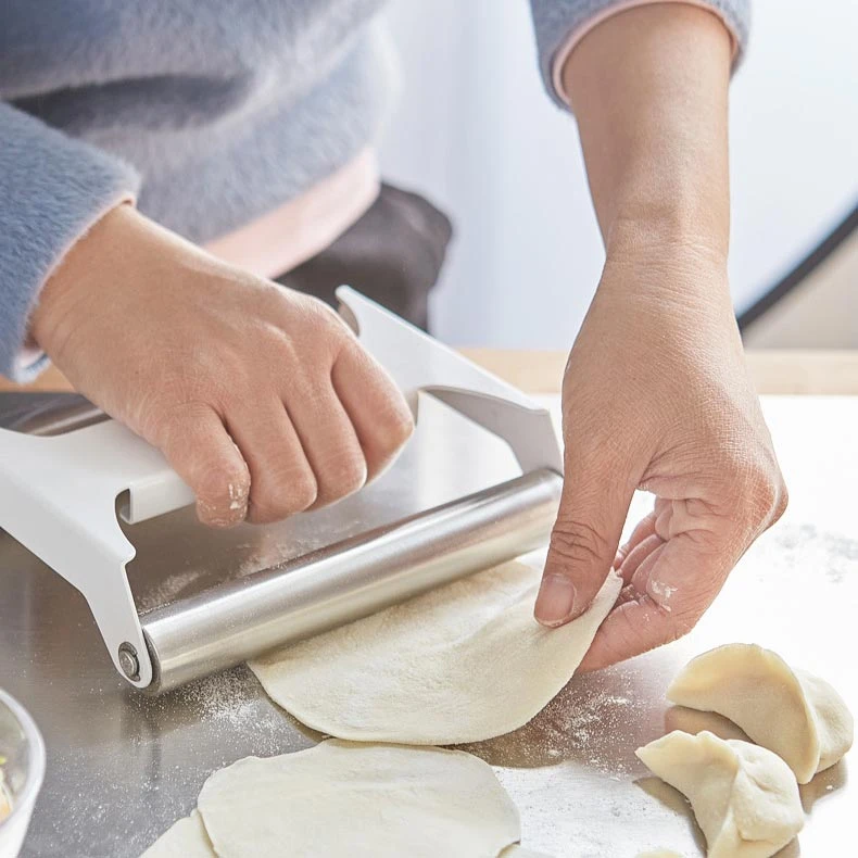 【乐乐D】擀面杖304不锈钢家用双轴手握擀皮器大小一体擀面皮压皮用