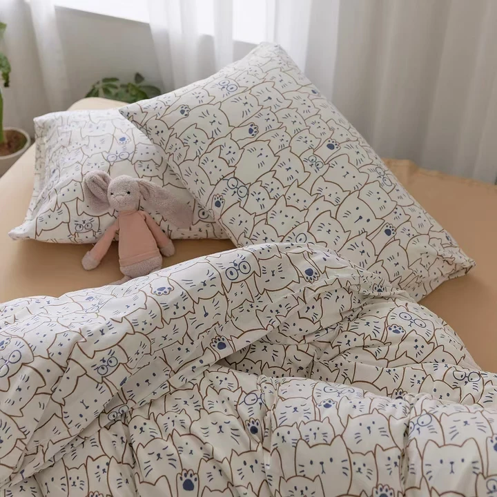 天竺棉四件套 小猫咪