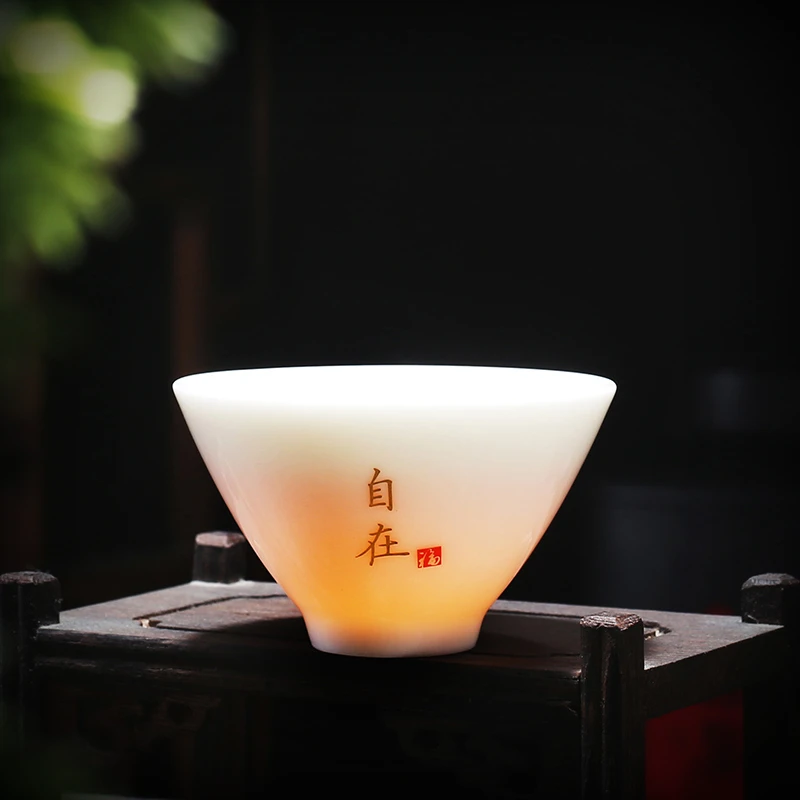 茶杯大号斗笠杯陶瓷中式主人杯家用高档独特60ML喝茶杯单杯