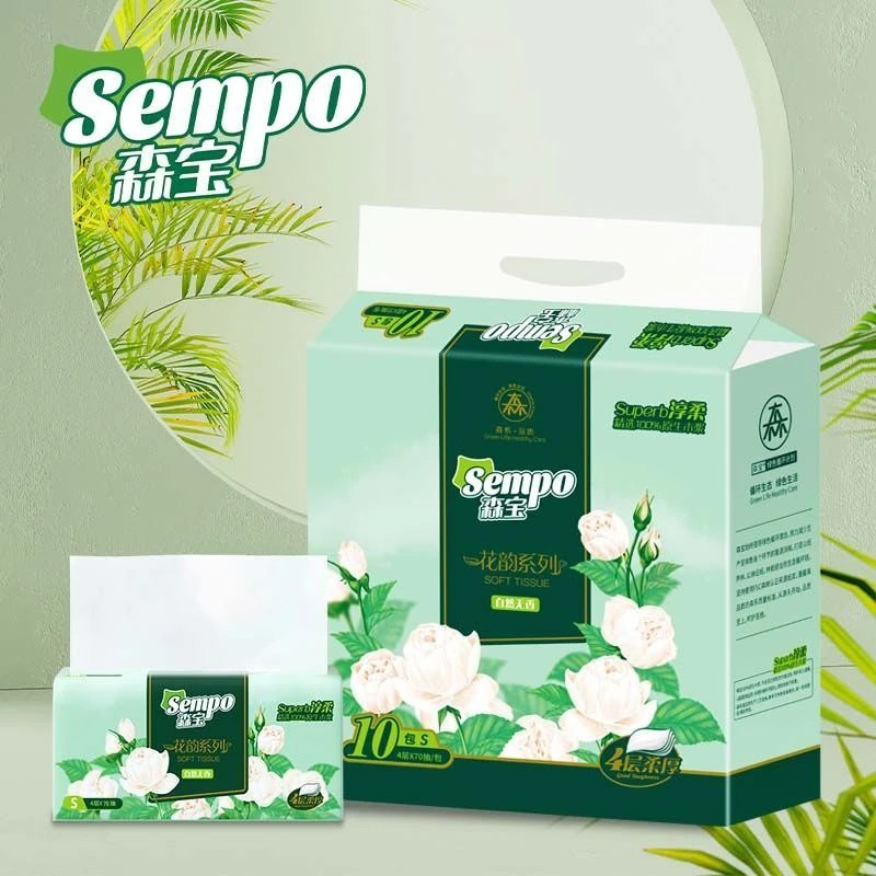 SENBAO/森宝花韵系列抽纸10包*3提装精选100%原生木浆