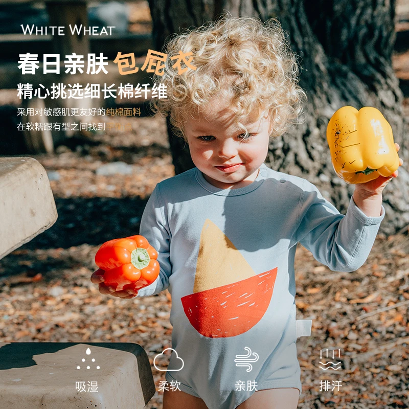 whitewheat新生儿秋季新款包屁衣宝爬服WW24CL005