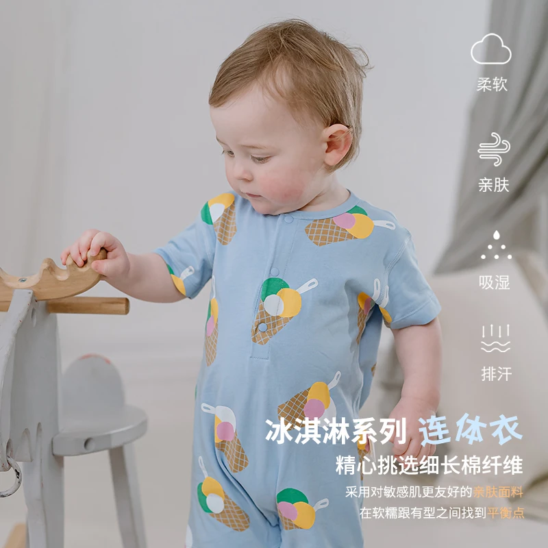 whitewheat夏季新款连体衣短袖包屁衣WW24XL026