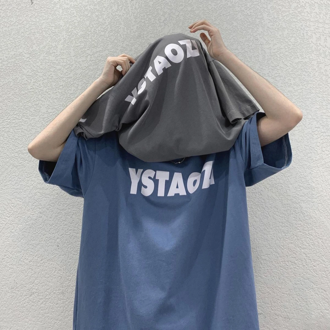 纯棉夏季新款t恤男女百搭短袖潮流宽松上衣服简约港风半袖ins体恤