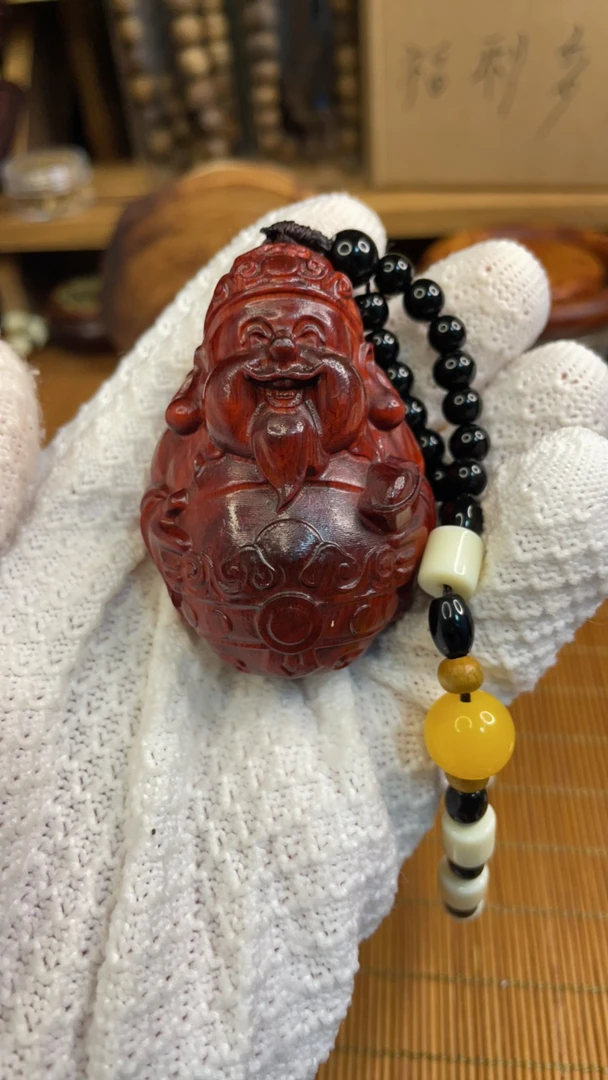 泥料手把件财神檀木紫檀血檀高油高密度