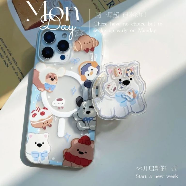 三川志原创可爱磨砂透平铺小狗们的聚会适用苹果16promax创意卡通