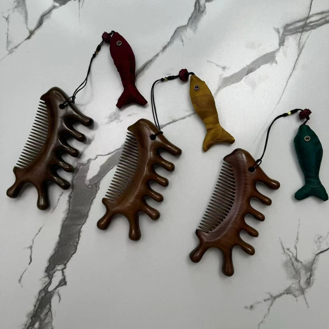 多功能按摩梳子木梳子头部经络梳刮痧头疗养生梳三合一脱细齿