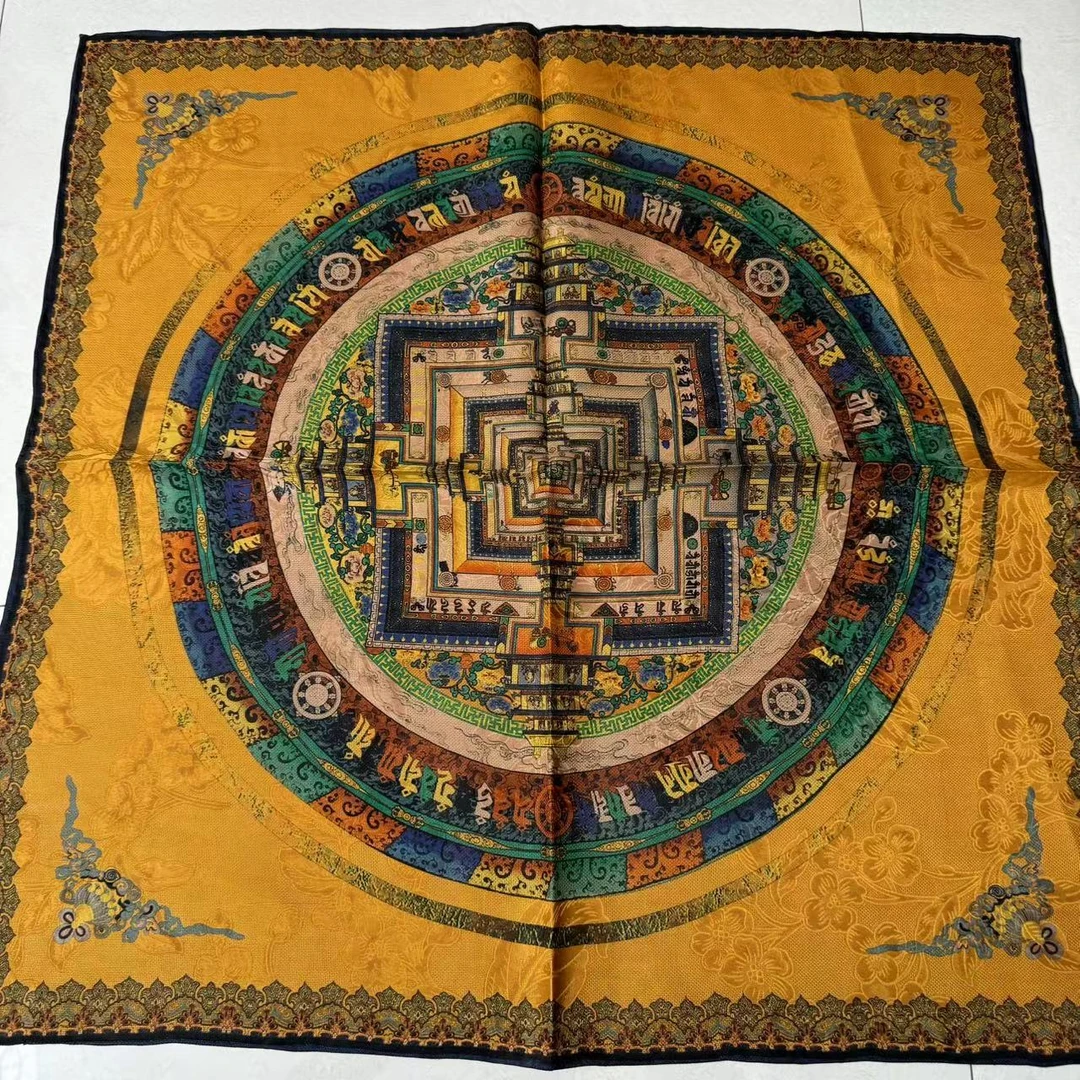 丝纡--唐卡坛城  绫罗香云纱桑蚕丝65*65围巾披肩