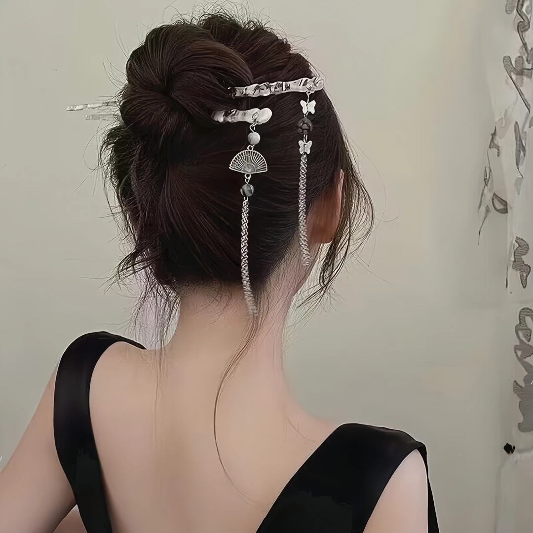 新中式百搭步摇流苏发簪古风汉服马面裙配饰头饰高级感国风盘发簪