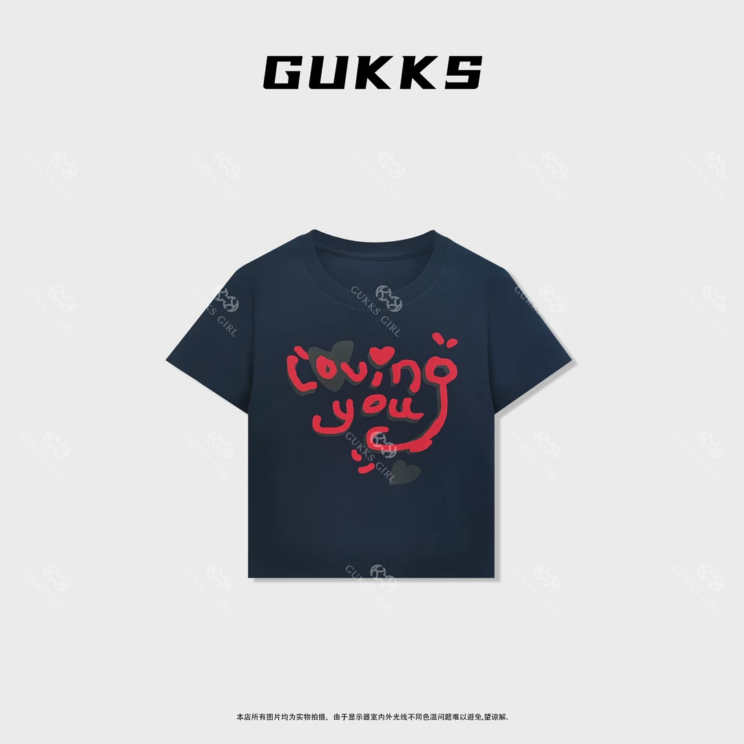 娜娜GUKKS『只为爱你』2025夏季设计师独特字母短袖时尚T恤上衣