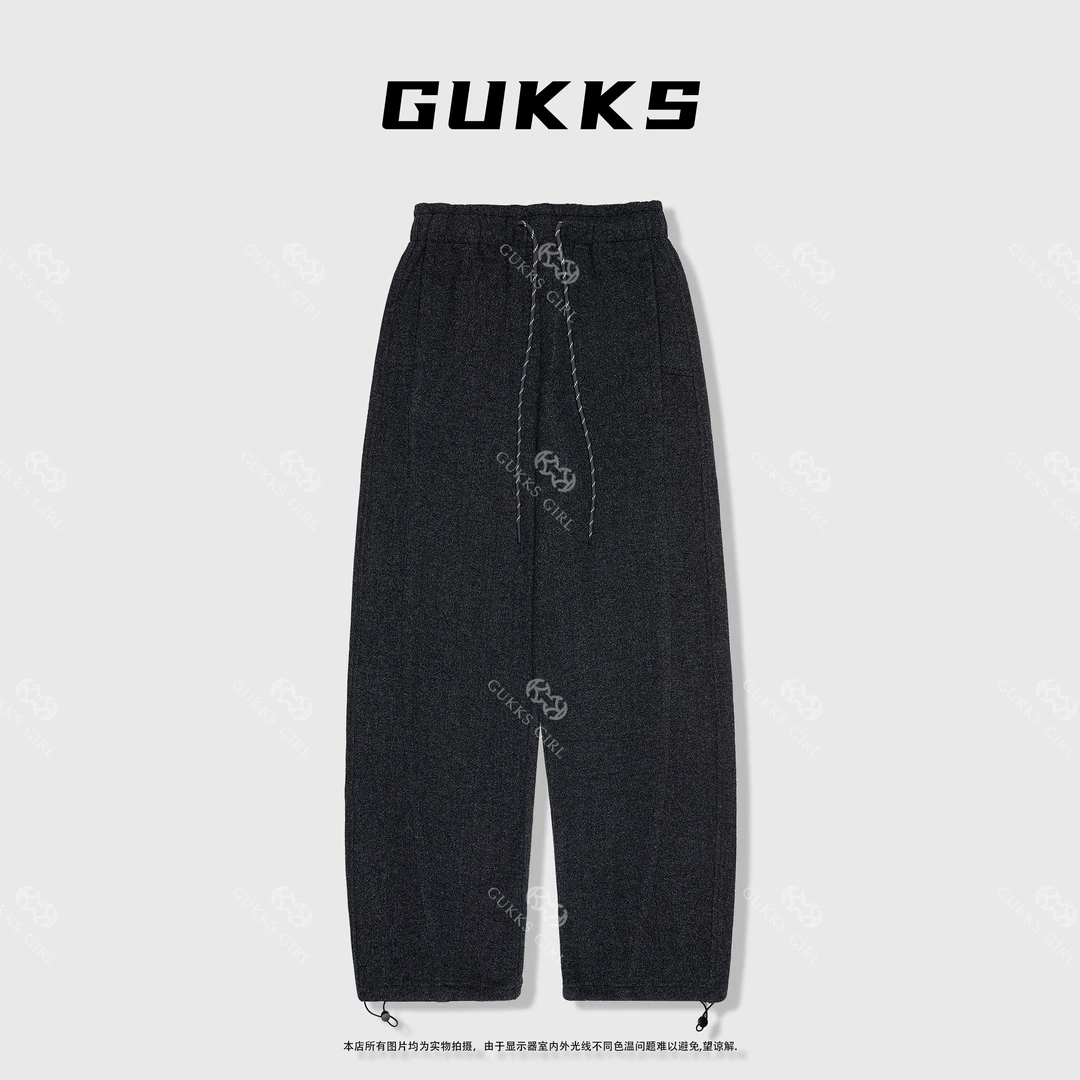 娜娜GUKKS『街头漫步』2024年秋季款松紧带纯色直筒百搭休闲裤