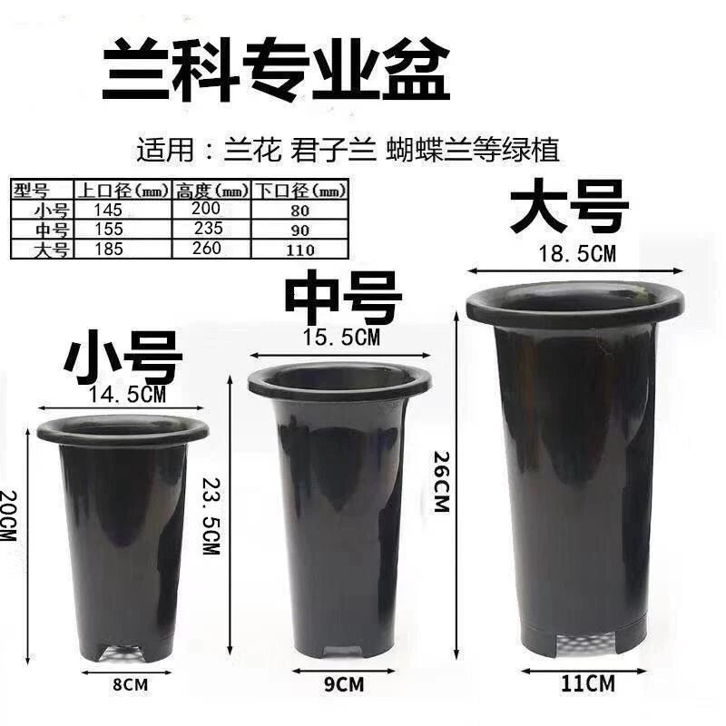 兰花盆塑料盆高脚盆兰花专用透气性好黑色花盆