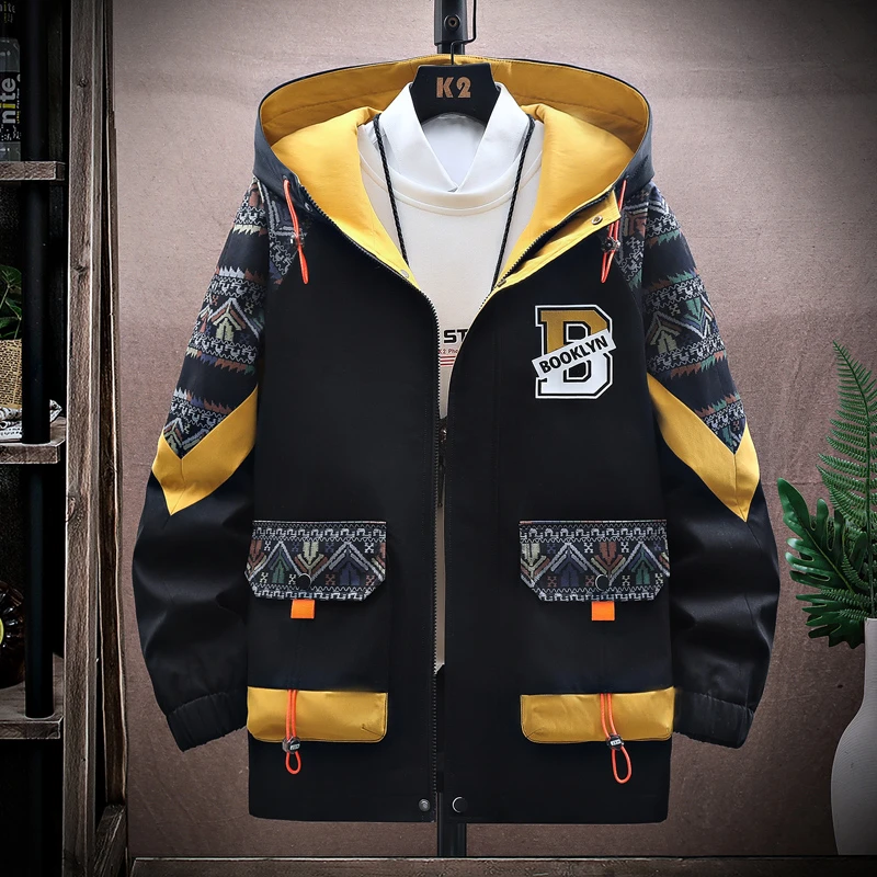 春秋季新款外套2023青少年时尚潮流学生帅气男士百搭连帽夹克衫