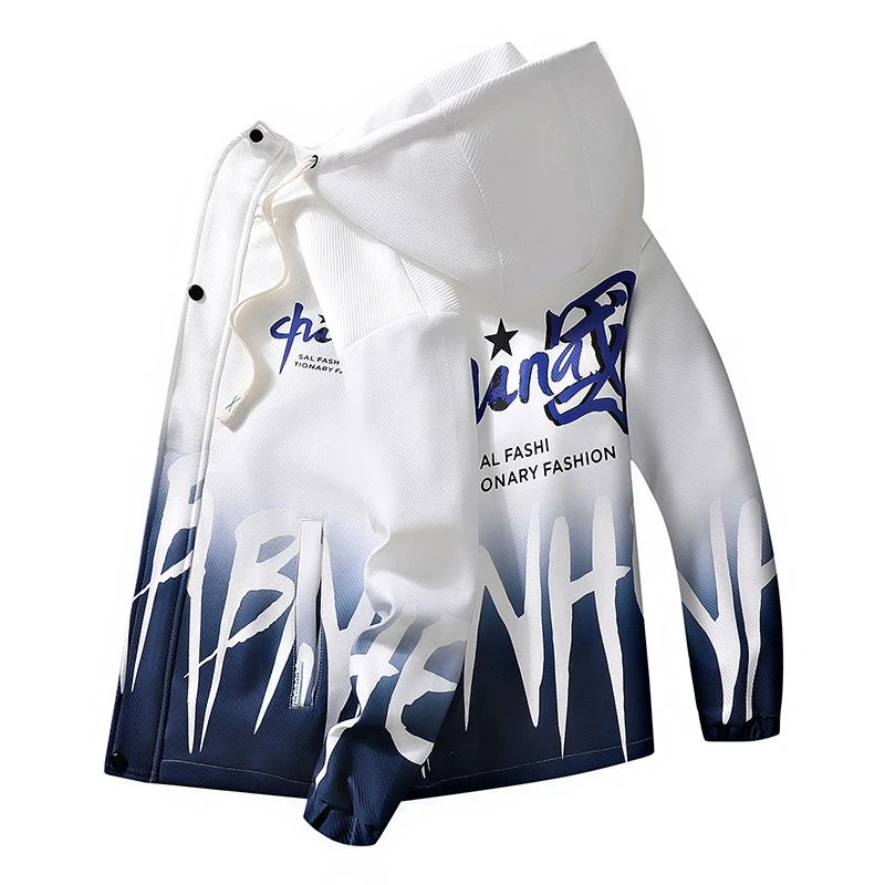 春秋新款男士外套潮流韩版工装夹克青少年休闲宽松连帽男装褂子男