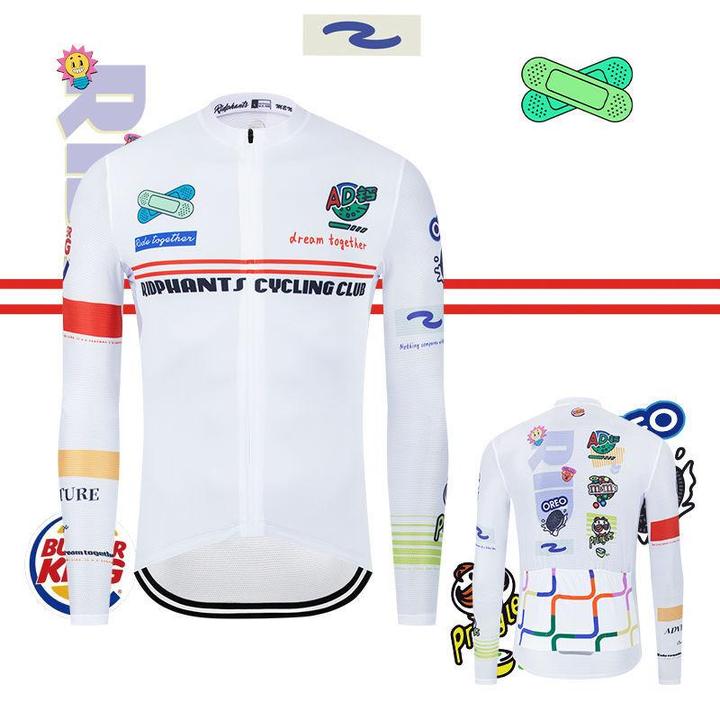 白色春秋与冬款骑行服薄款与抓绒长袖男女自行车服单车保暖大码